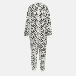 Leopard Print Fleece Onesie Women