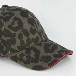Leopard Print Mens Cap with Contrast Stripe