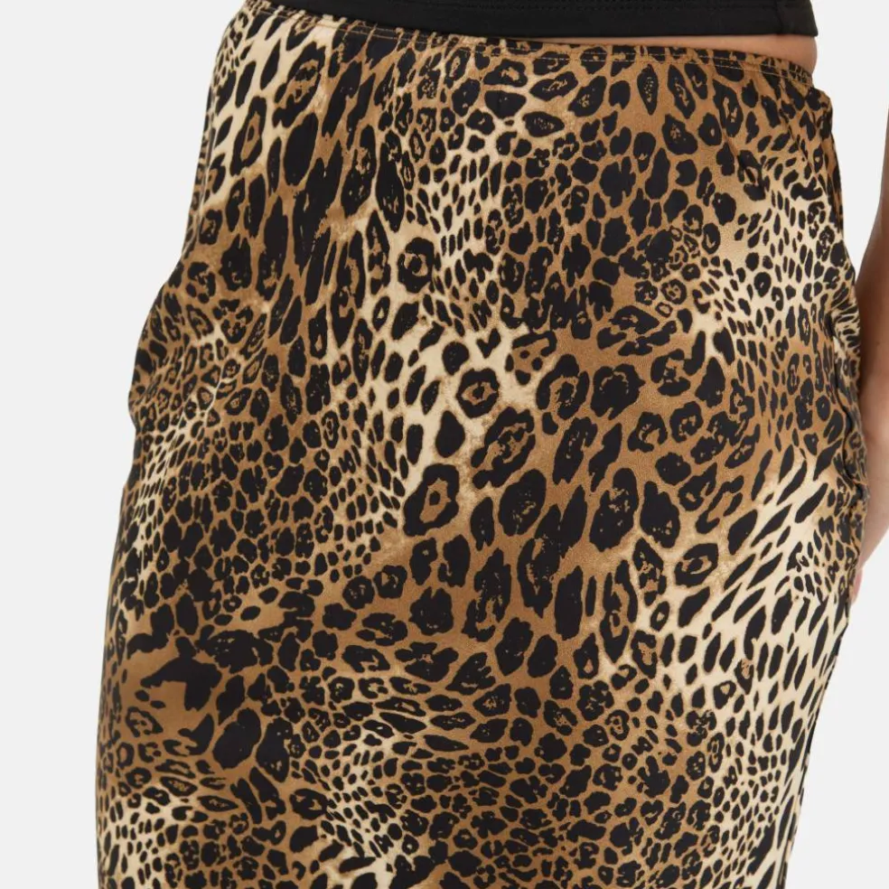 Leopard Print Satin Maxi Skirt