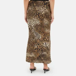 Leopard Print Satin Maxi Skirt