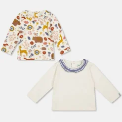 Lilly & Sid Multicoloured Animal Forest Print And Plain Top - 2 Pack