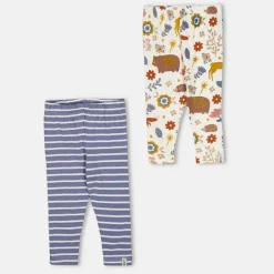 Lilly & Sid Multicoloured Animal Forest And Stripe Print Leggings - 2 Pack