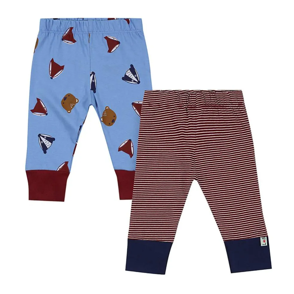 Lilly & Sid Multicoloured Sid And Stripe Print Leggings - 2 Pack