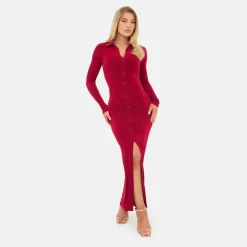 Long Sleeve Button Maxi Dress