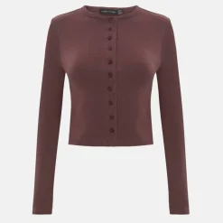 Long Sleeve Rib Button Top
