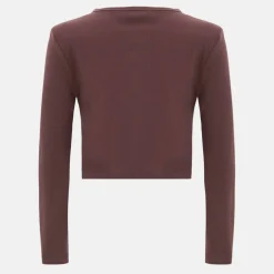 Long Sleeve Rib Button Top