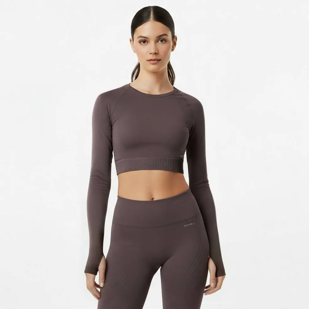 Long Sleeve Seamless Crop Top