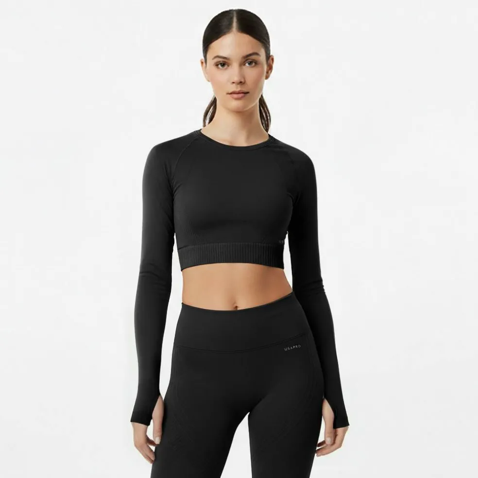 Long Sleeve Seamless Crop Top