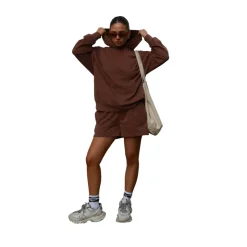 Lounge Boxy Oversized Hoodie - Coffee