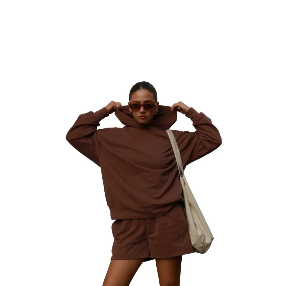 Lounge Boxy Oversized Hoodie - Coffee