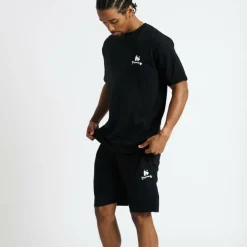 Lounger Drawstring Short Twin Set - Black