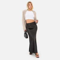 Maxi Bias Cut Satin Skirt
