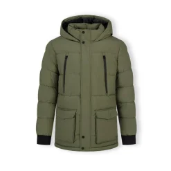 Men long jacket fleece lined zip pockets khaki