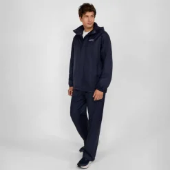Men packaway waterproof jacket with zip pockets navy
