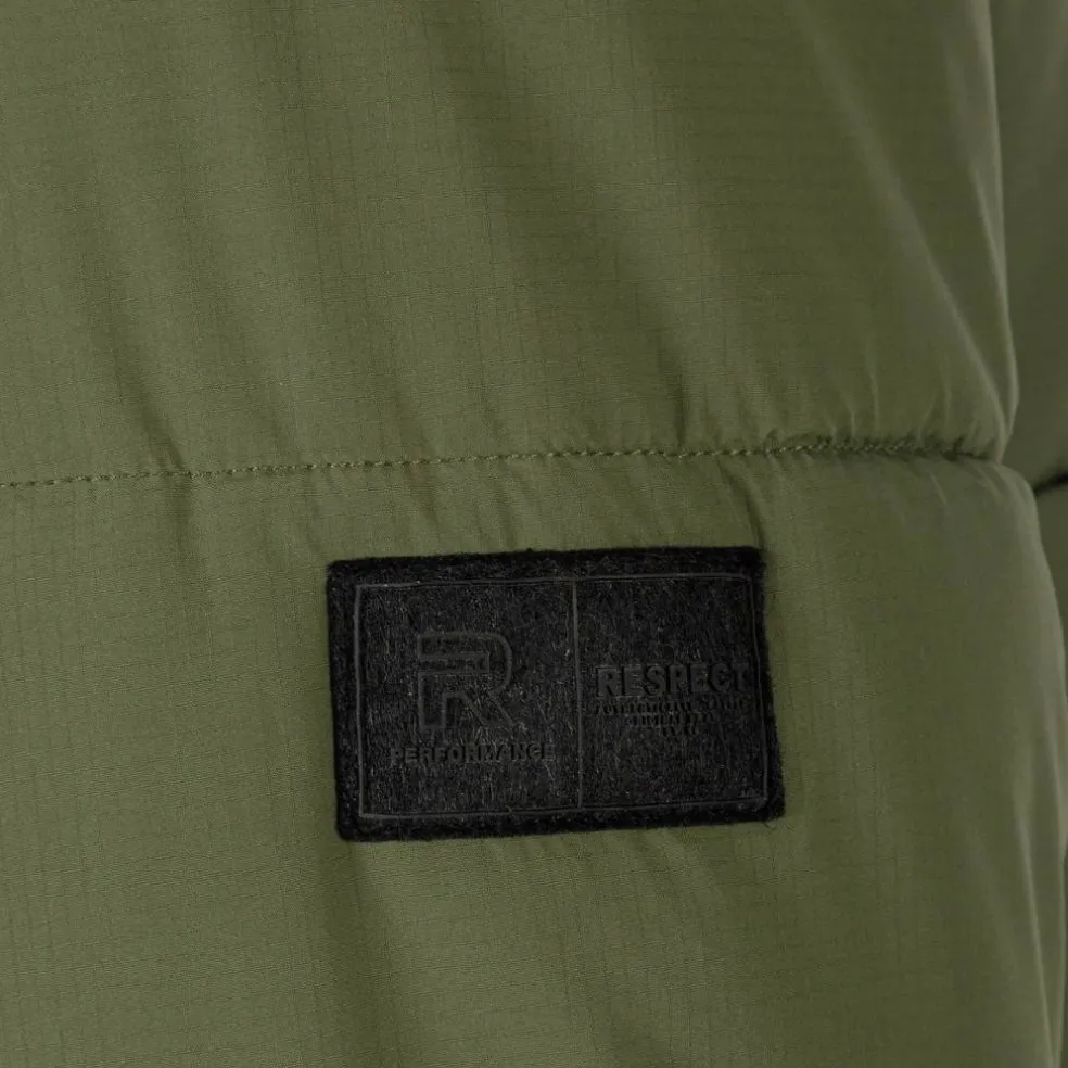 Men ripstop jacket high collar adjustable hood khaki