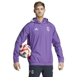 Men's Adidas Real Madrid Autumn Winter Weather-Resistant Windbreaker