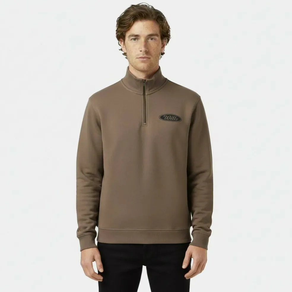 Men's Americano Cotton Long Sleeve Oversized Fit 1/4 Zip Fleece
