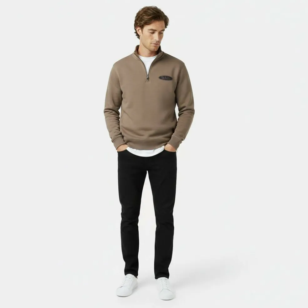 Men's Americano Cotton Long Sleeve Oversized Fit 1/4 Zip Fleece