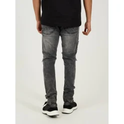 Mens Black Wash Biker Jean with Distressed Details