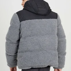 Mens Borg Puffer Jacket with Contrast Fabric Upper & Hood