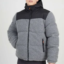 Mens Borg Puffer Jacket with Contrast Fabric Upper & Hood