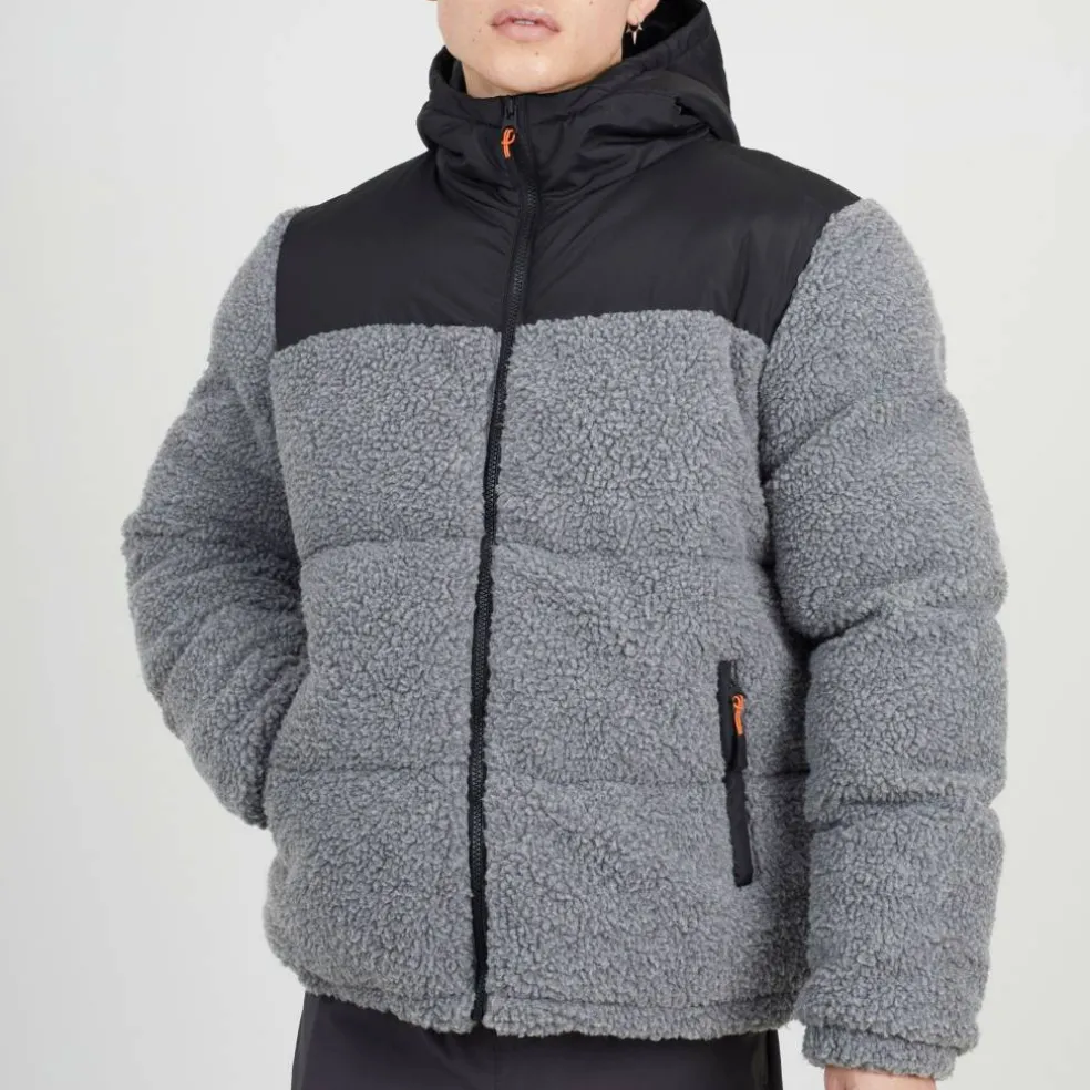 Mens Borg Puffer Jacket with Contrast Fabric Upper & Hood