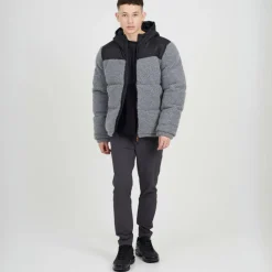 Mens Borg Puffer Jacket with Contrast Fabric Upper & Hood
