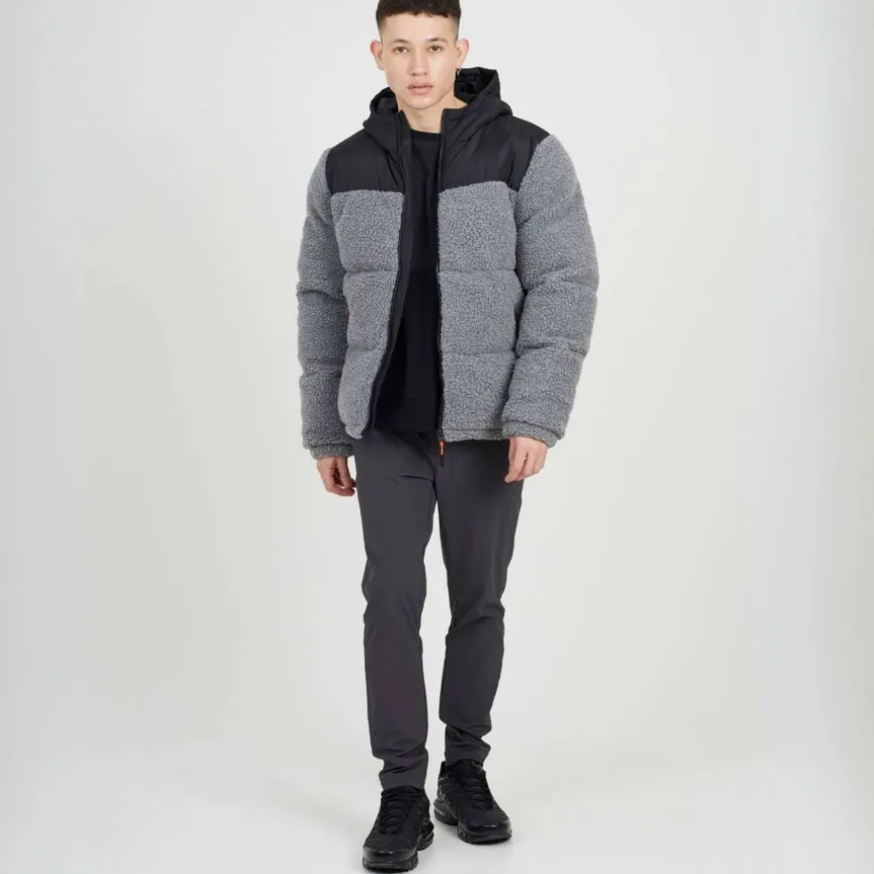 Mens Borg Puffer Jacket with Contrast Fabric Upper & Hood