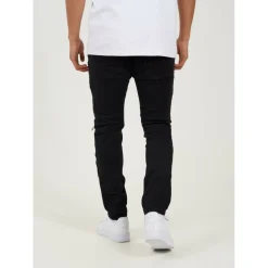 Mens Charcoal Wash Bike Jean with Multi Stitch Detail and Zips