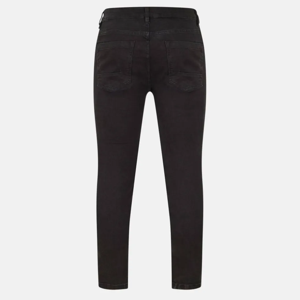 Mens Charcoal Wash Biker Jean with Cut Out Knee Details