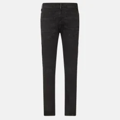Mens Charcoal Wash Biker Jeans with Stitch Detail