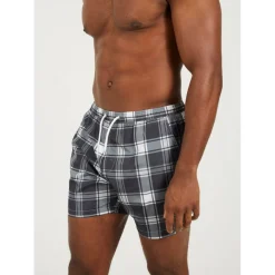 Mens Check Print Swim Short with Drawcord