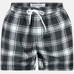 Mens Check Print Swim Short with Drawcord