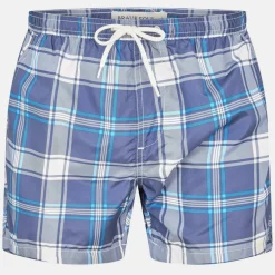 Mens Check Print Swim Short with Drawcord