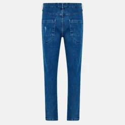 Mens Dark Blue Wash Skinny Jean with Stripe Detail