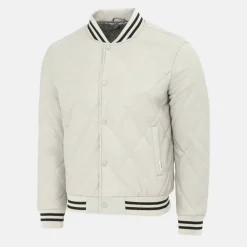 Men's Faux Leather Button Long Sleeve Quilted Jacket
