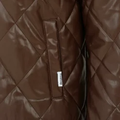 Men's Faux Leather Button Long Sleeve Quilted Jacket