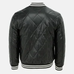 Men's Faux Leather Button Long Sleeve Quilted Jacket