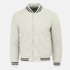 Men's Faux Leather Button Long Sleeve Quilted Jacket