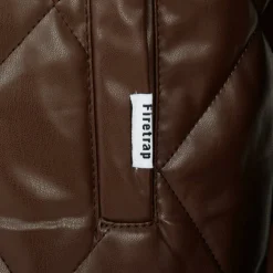 Men's Faux Leather Button Long Sleeve Quilted Jacket
