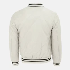 Men's Faux Leather Button Long Sleeve Quilted Jacket