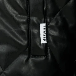 Men's Faux Leather Button Long Sleeve Quilted Jacket