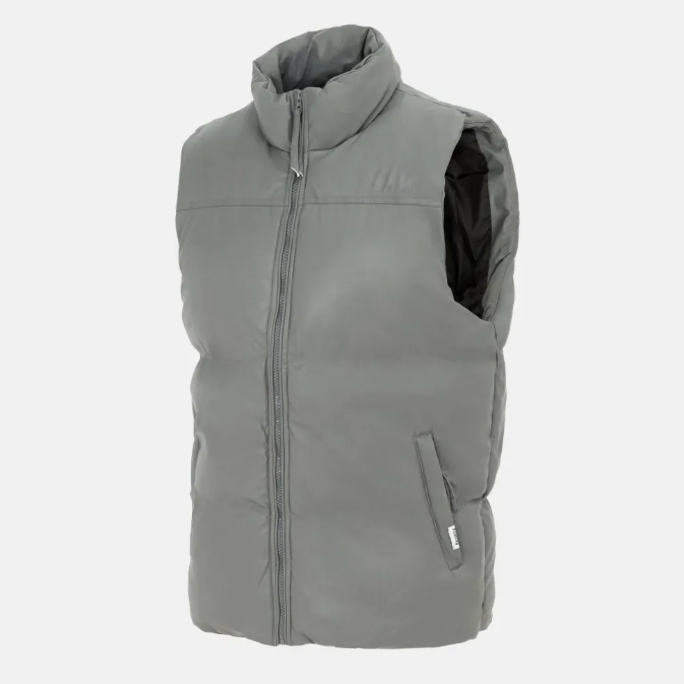 Men's Faux Leather Stand Collar Sleeveless Padded Gilet