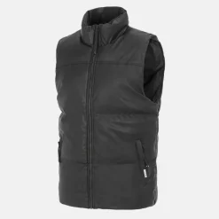 Men's Faux Leather Stand Collar Sleeveless Padded Gilet