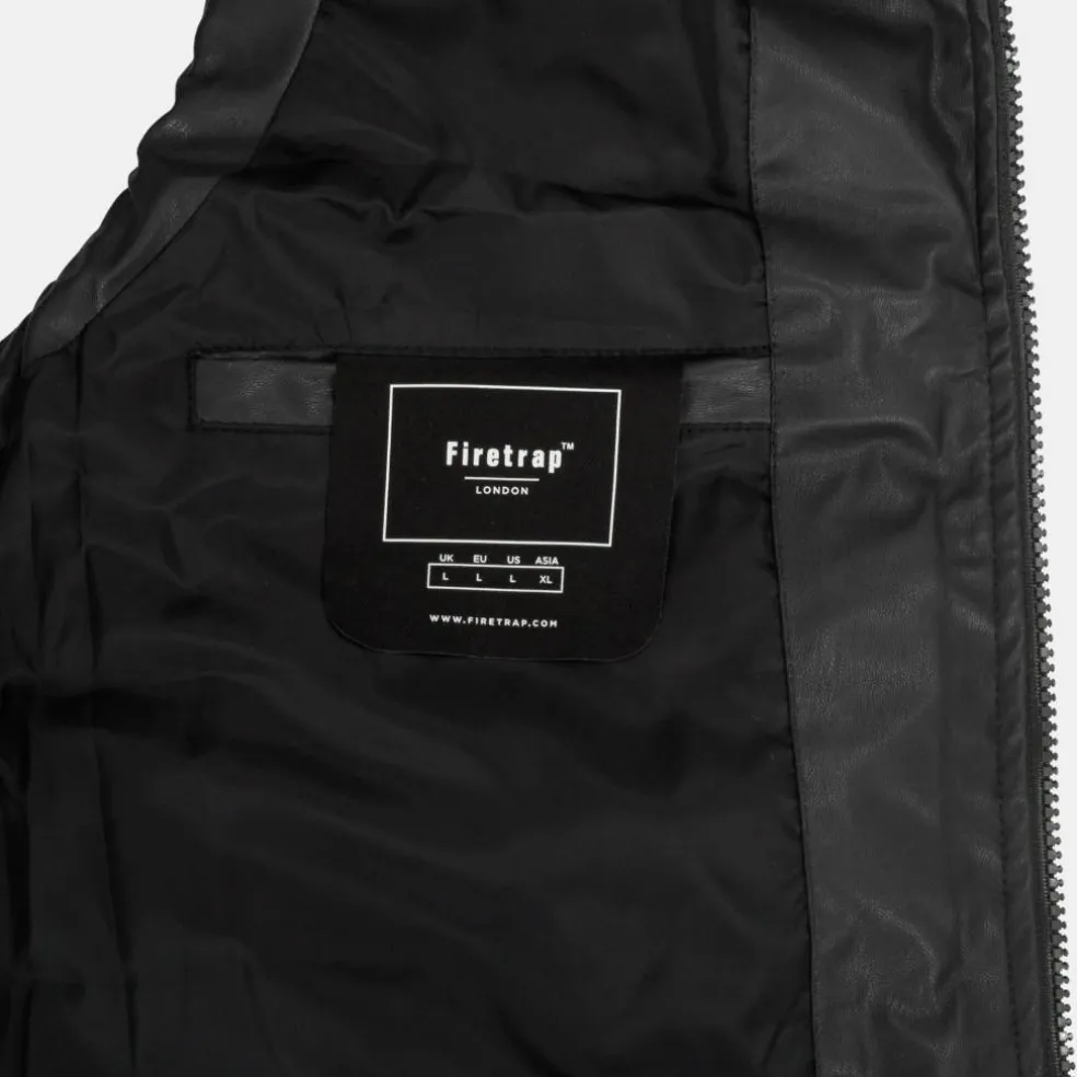 Men's Faux Leather Stand Collar Sleeveless Padded Gilet