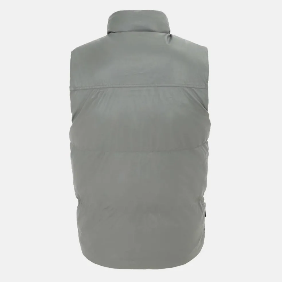 Men's Faux Leather Stand Collar Sleeveless Padded Gilet