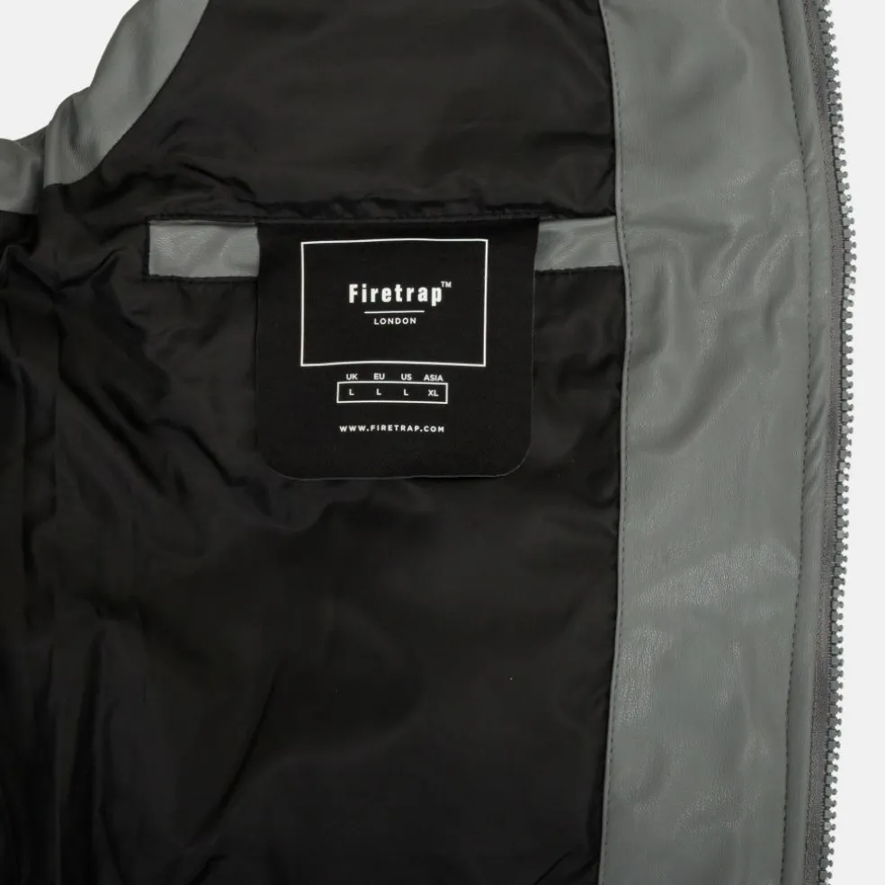 Men's Faux Leather Stand Collar Sleeveless Padded Gilet