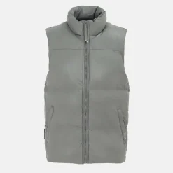 Men's Faux Leather Stand Collar Sleeveless Padded Gilet