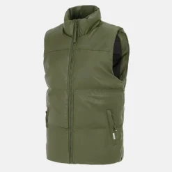 Men's Faux Leather Stand Collar Sleeveless Padded Gilet