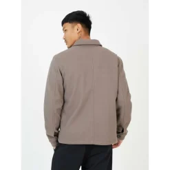 Men's Faux Wool Four Pocket Long Sleeve Overshirt